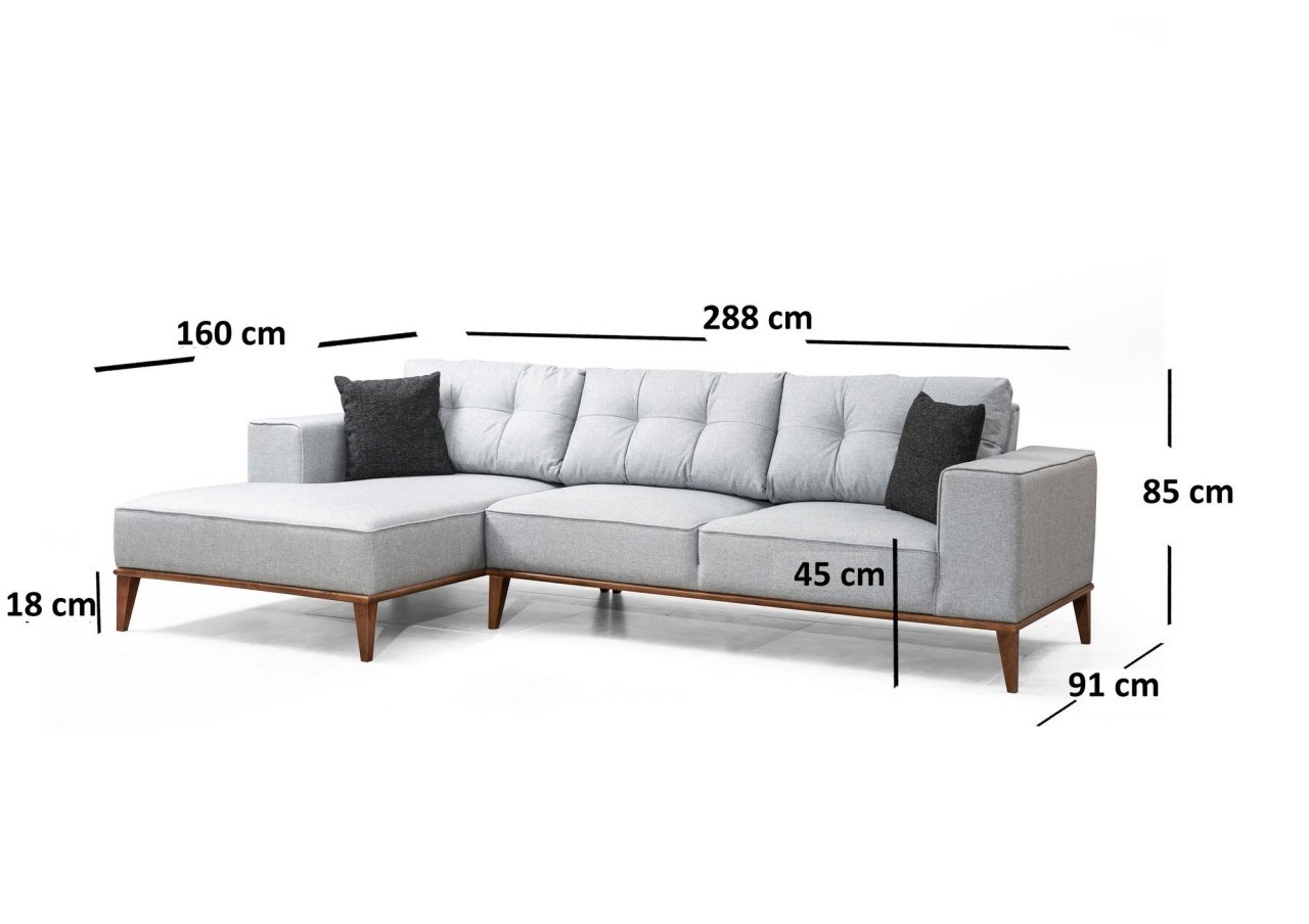 Coltar extensibil Montana Gri deschis 288x160x85 cm