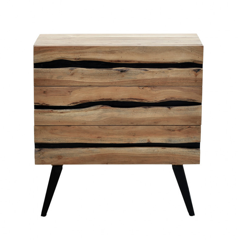 Comoda Model Imena, Nuc/Negru, 80x38x86.5 cm - 2 | YEO