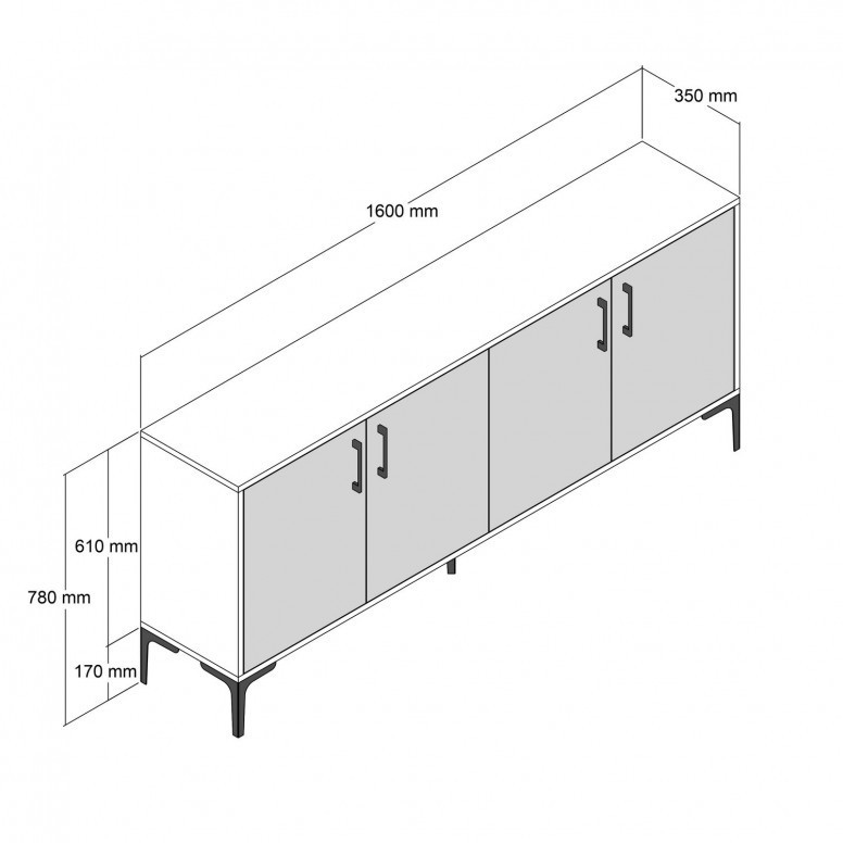 Comoda Model Kiev160, Nuc/Negru marmorat, 160x35x78 cm - 4 | YEO