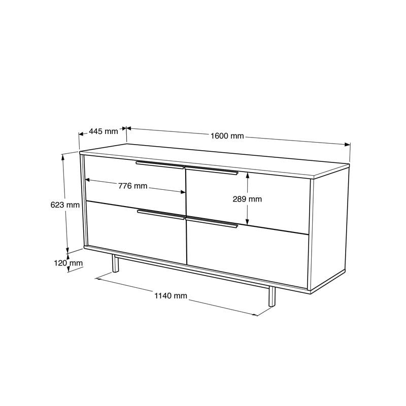 Comoda Model Lebon, Alb/Negru, 160x44.5x74 cm