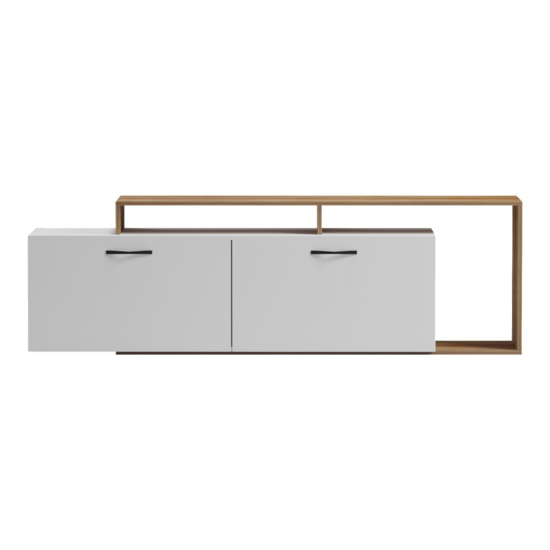 Comodă TV Model Tobler, Alb/Stejar, 170x40x53 cm - 2 | YEO