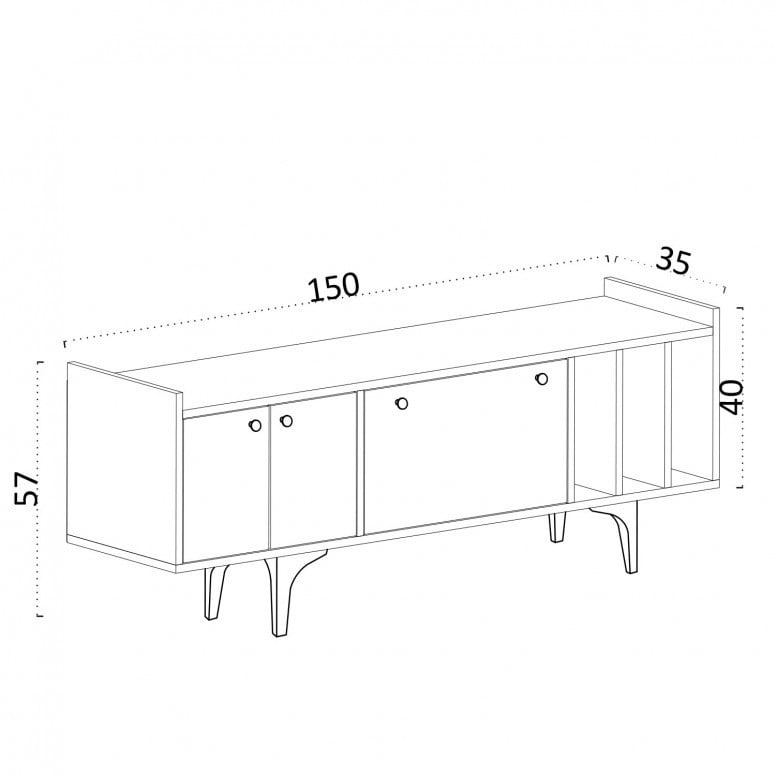 Comoda TV Salvador, Model Antares, 150x57x35 cm, Stejar