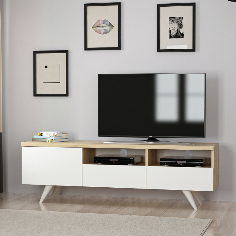 Comoda TV Salvador, Model Brüksel, 150x46x35 cm, Alb - 1 | YEO