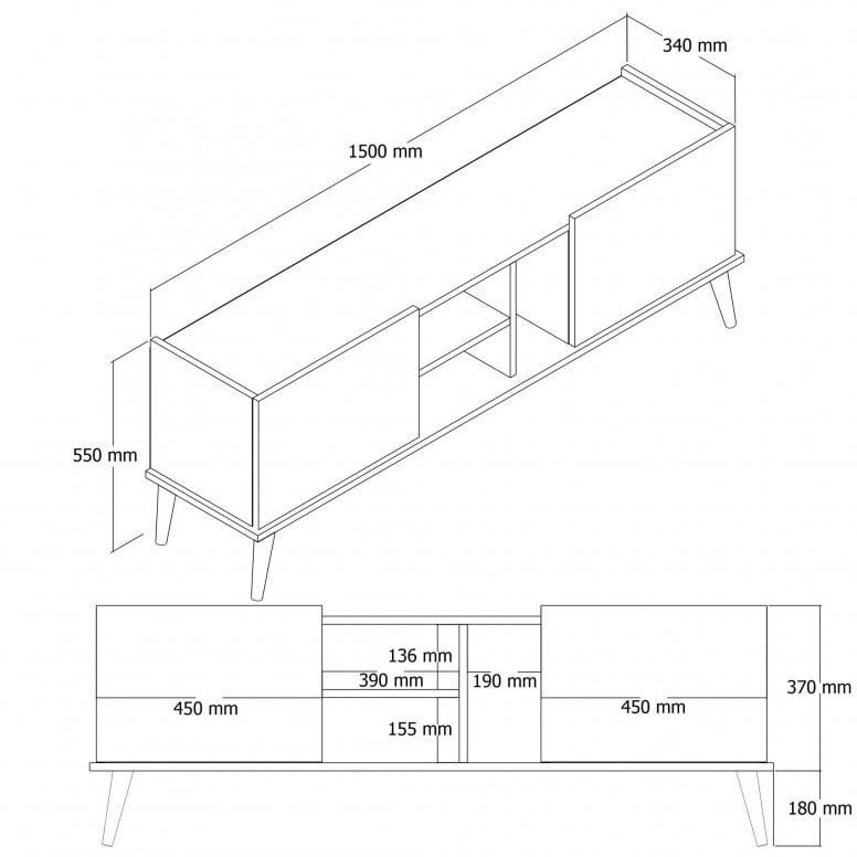 Comoda TV Salvador, Model Carmen, 150x52x34 cm, aaaa