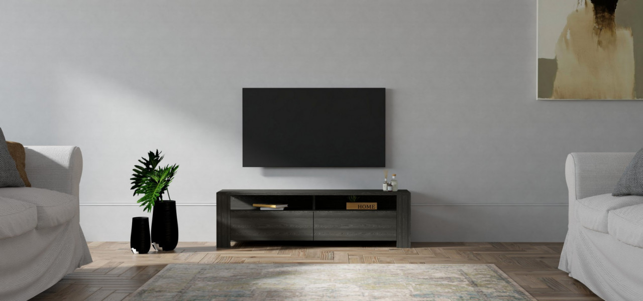 Comoda TV Salvador, Model Combe, 140x40x40 cm, Antracit