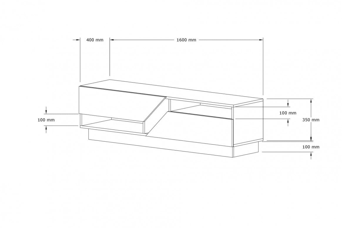 Comoda TV Salvador, Model Koza, 160x45x40 cm, Nuc/Alb