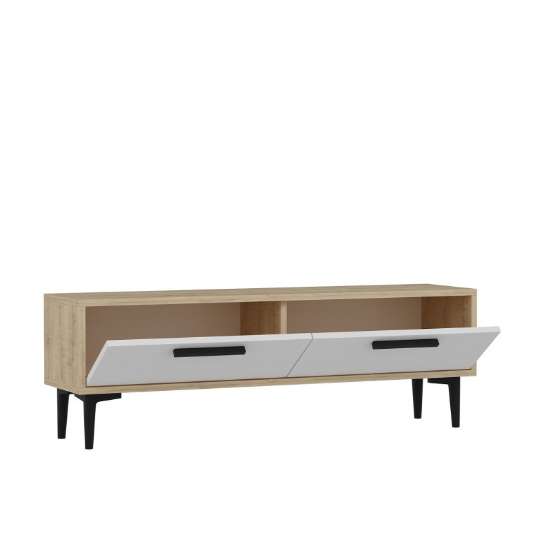 Comoda TV Salvador, Model Leni, 120x45x29.6 cm, Stejar safir/Alb - 3 | YEO