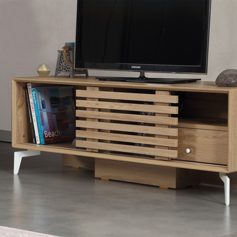 Comoda TV Salvador, Model Lulu125Lk, 125x50x41 cm, Stejar