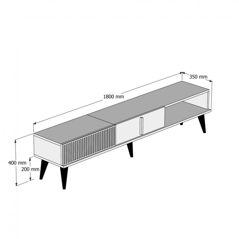 Comoda TV Salvador, Model Milan, 180x40x35 cm, Nuc/Alb