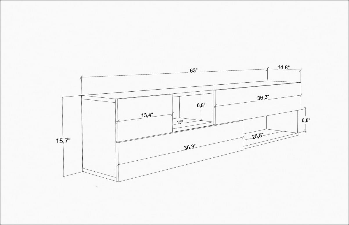 Comoda TV Salvador, Model Morton, 160x40x37.7 cm, Stejar