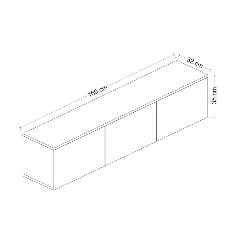 Comoda TV Salvador, Model Neon, 160x35x32 cm, Alb/Stejar