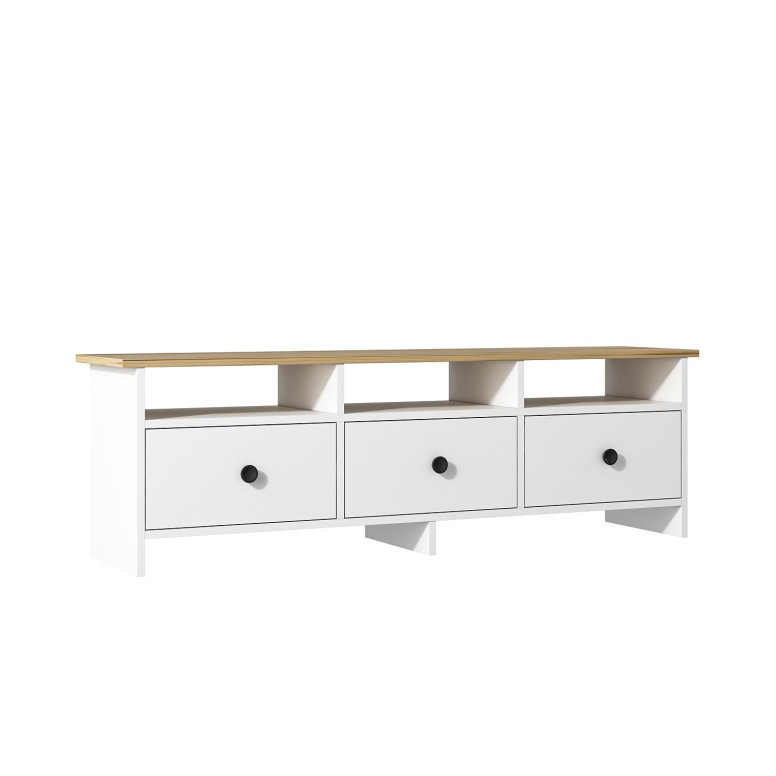 Comoda TV Salvador, Model Oslo, 150x47x36 cm, Alb/Safir - 3 | YEO