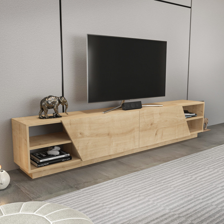 Comoda TV Salvador, Model Rhodes, 240x47.4x37.1 cm, Stejar - 1 | YEO