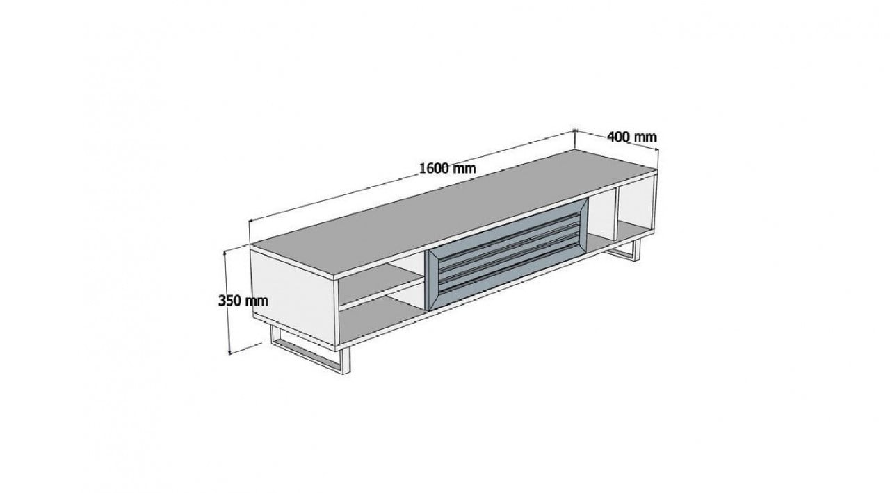 Comoda TV Salvador, Model Safir, 160x35x40 cm, Stejar safir/Antracit