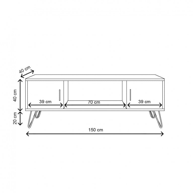 Comoda TV Salvador, Model Seyhan, 150x60x40 cm, Nuc - 4 | YEO