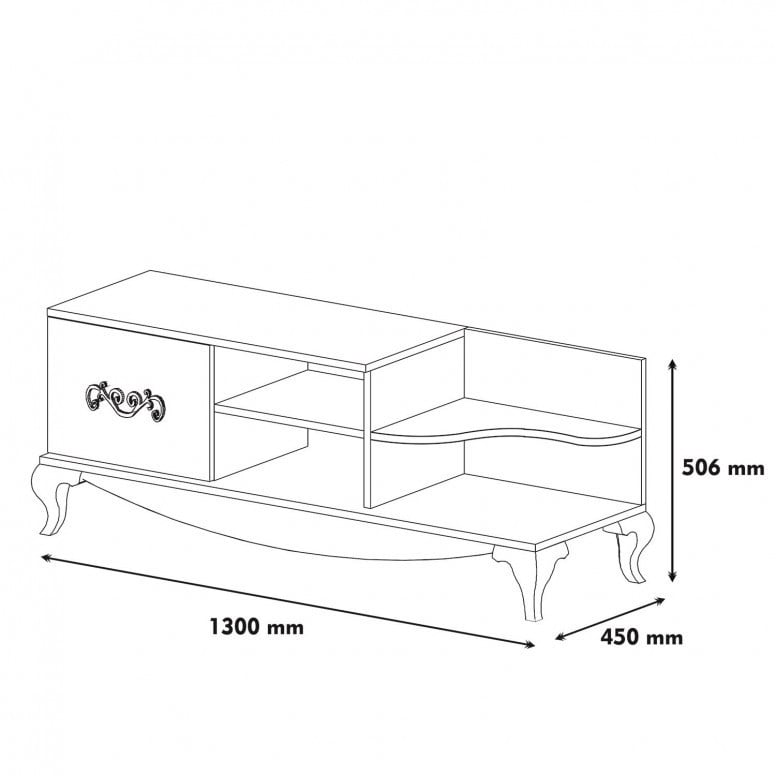 Comoda TV Salvador, Model Sultan, 130x50.6x45 cm, Nuc/Alb