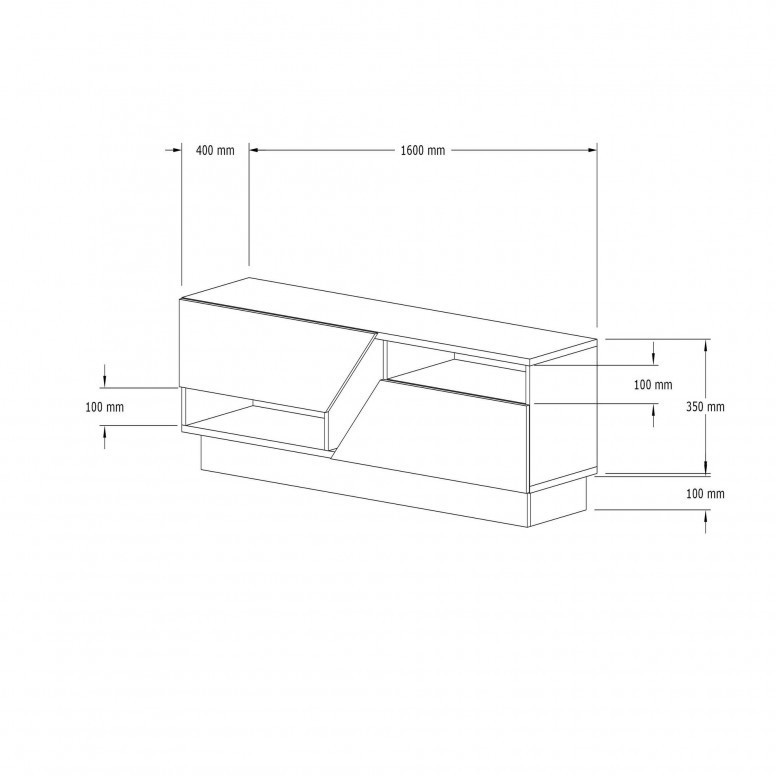 Comoda TV Salvador, Model Yaprak, 160x45x10 cm, Stejar safir/gri