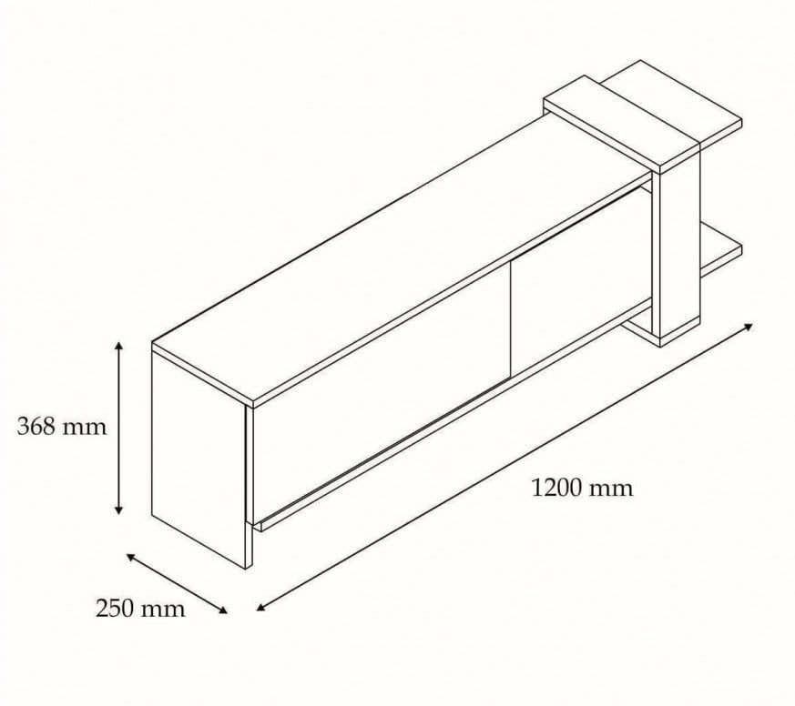 Comoda TV Salvador, Model Yonca, 120x36.8x25 cm, Stejar/Antracit