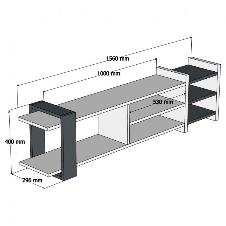 Comoda TV Salvador, Model Zeyna, 156x40x29.6 cm, Stejar/Gri