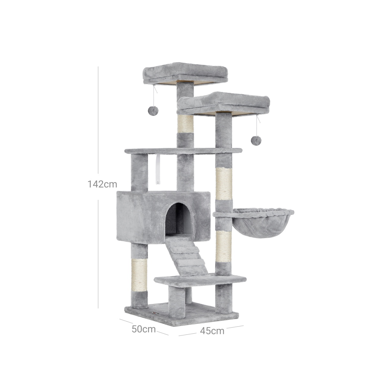 Copac pentru pisici, Feandrea, PCT160W01, Gri, 142 cm