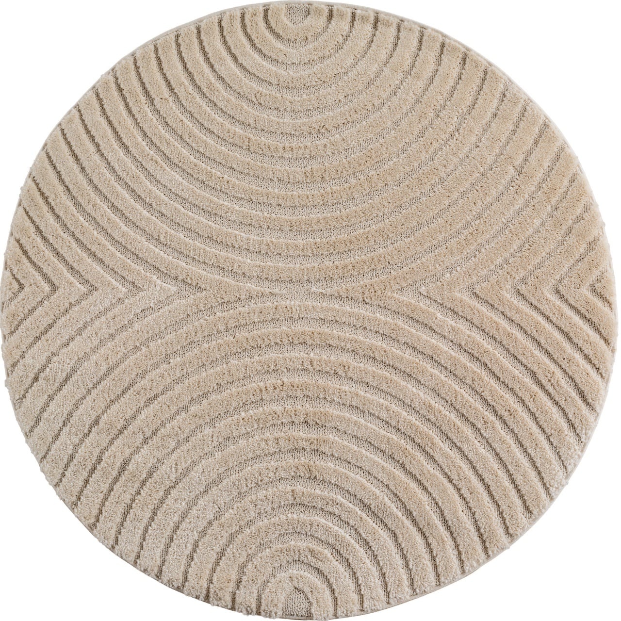 Covor Rotund VivaDeco Art V2, D200 cm, Bej, 100% Polipropilena, Fir 8 mm, 1900 g/mp, OEKO-TEX Standard 100