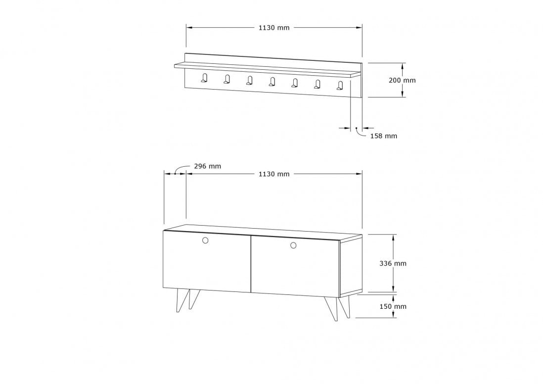 Cuier hol Model Rupa, Nuc, 113x35x48.5 cm