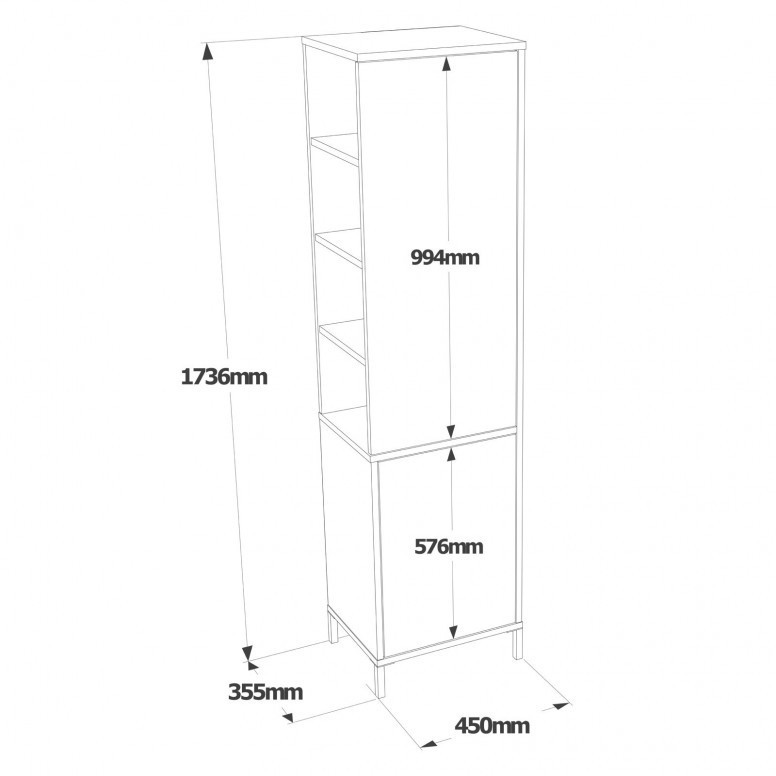 Dulap Model VI1-W, Alb, 45x35.5x173.6 cm - 4 | YEO