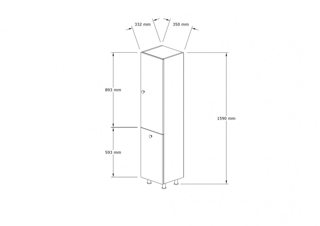 Dulap multifunctional Model Lipa, Alb, 35x31.9x154.8 cm - 2 | YEO