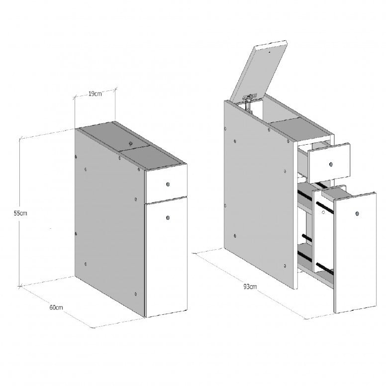 Dulap multifunctional Model Smart, Alb, 19x60x55 cm