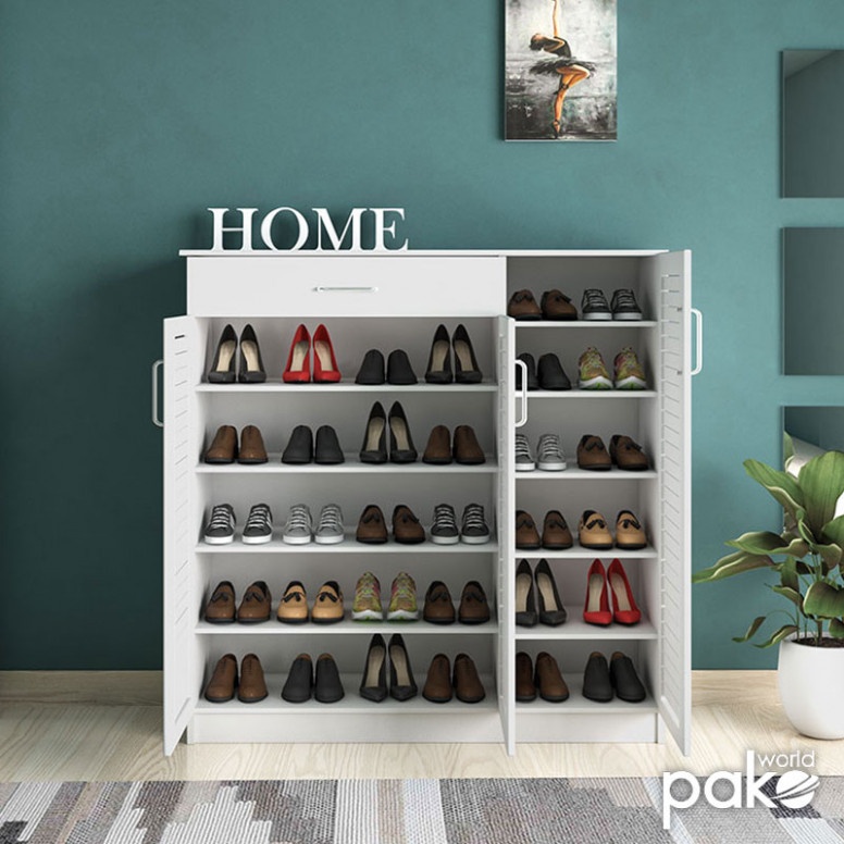 Dulap Pantofi Sante 30 Perechi Alb 120x37x123 cm - 2 | YEO