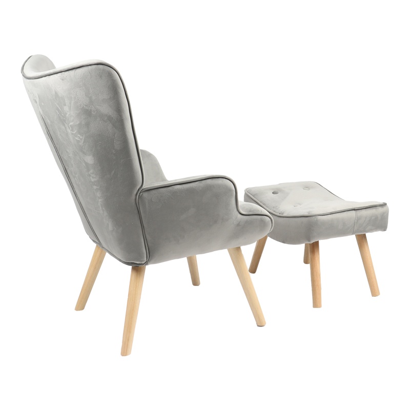 Fotoliu cu suport picioare Model Vivienne, Gri/Natur, 75x69x96 cm - 1 | YEO