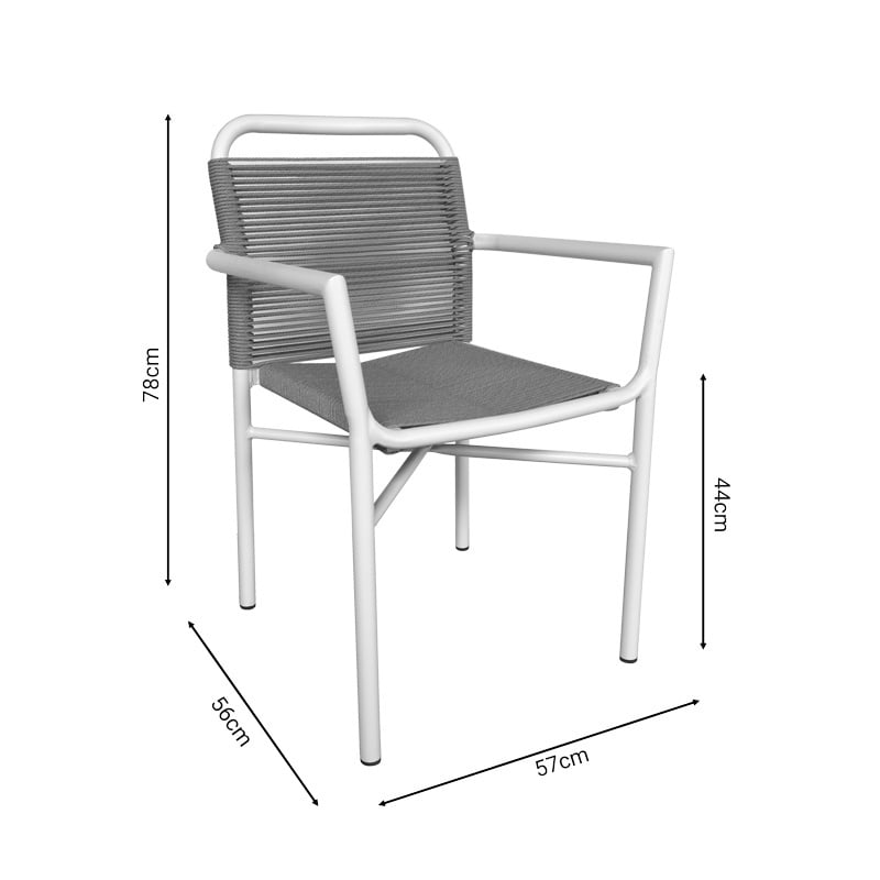 Fotoliu de exterior, Model Clutch, culoare alb si bej, aluminiu si poliratan, 55x56x80 cm