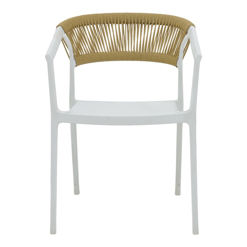 Fotoliu de grădină Model Sillia, Alb/Bej, 55x52x74.5 cm - 3 | YEO