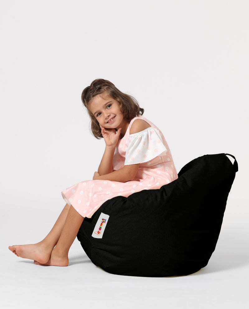 Fotoliu de Grădină tip Bean Bag Model Premium Kids, Negru - 1 | YEO