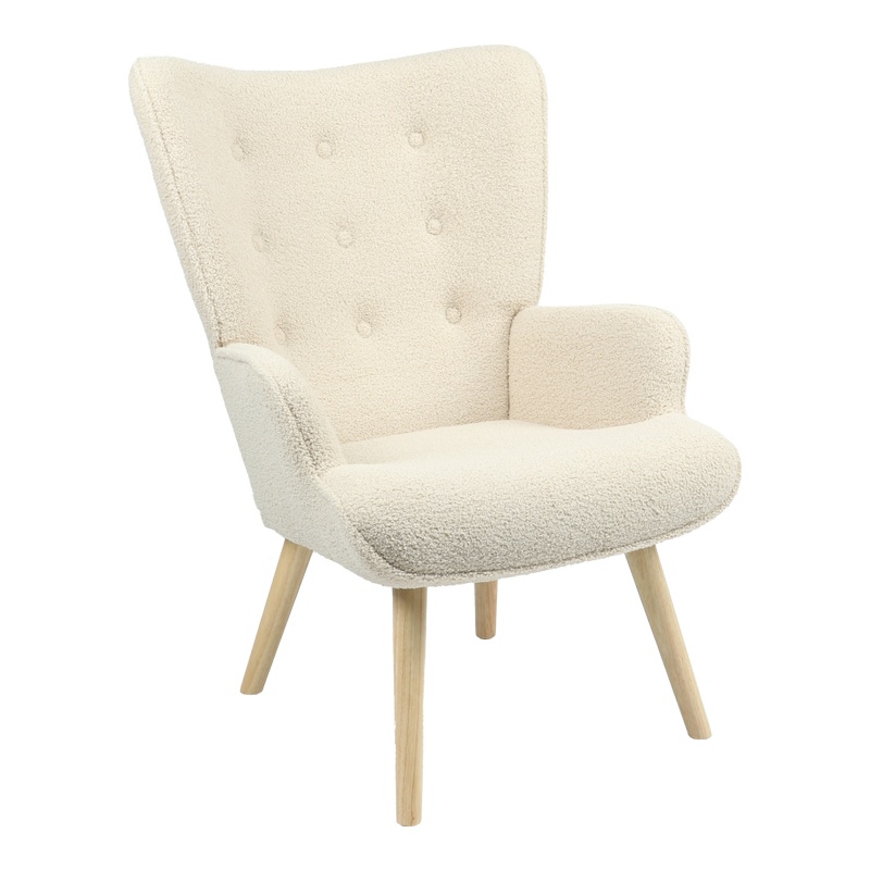 Fotoliu Model Fluffy, Crem/Natur, 75x69x96 cm