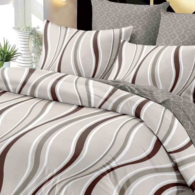 Lenjerie cu Elastic 180x200 cm, Beige Waves 6 Piese (Finet) - 2 | YEO