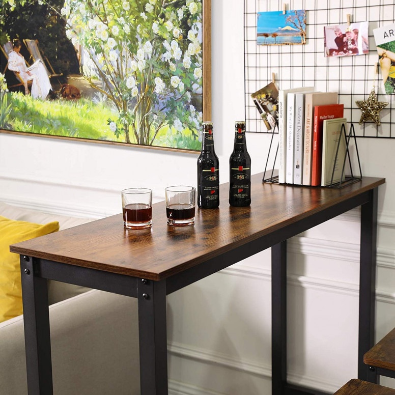 Masa Bar Model Cade, 120x40x100 cm, Maro Rustic/Negru - 3 | YEO