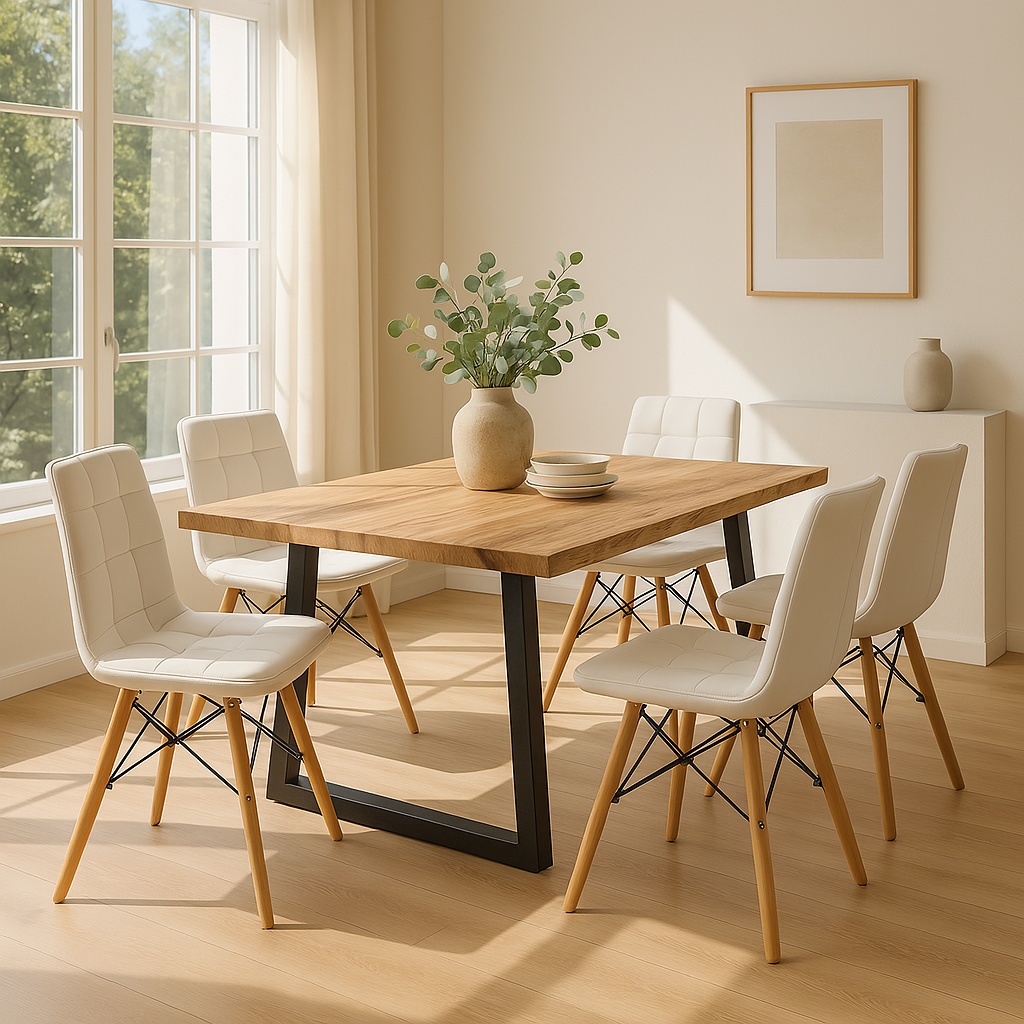 Masa Miles Slim, natural/negru, 180x90x76 cm - 2