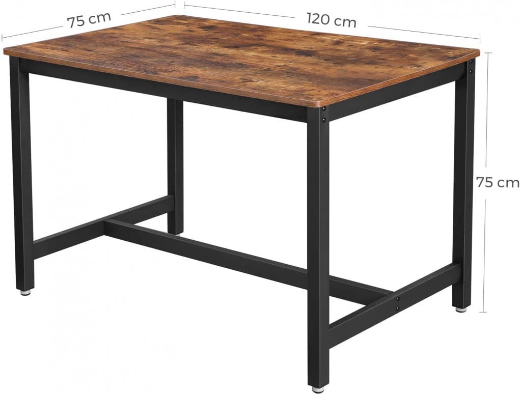 Masa Model Everly, 120x75x75 cm, Maro Rustic/Negru