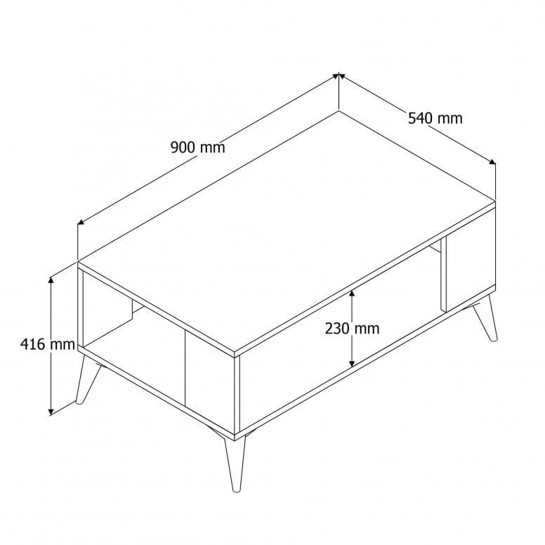 Masuta de Cafea Model Bryant, 90x41.6x54 cm, Stejar