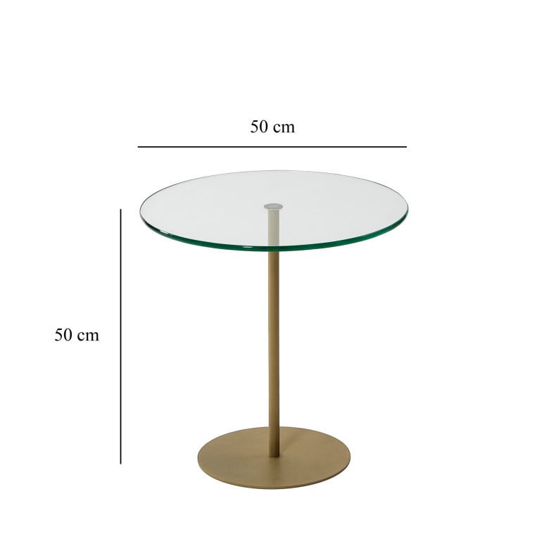 Masuta de Cafea Model Cleo, 50X50X50 cm, Auriu, Blat Sticla securizata