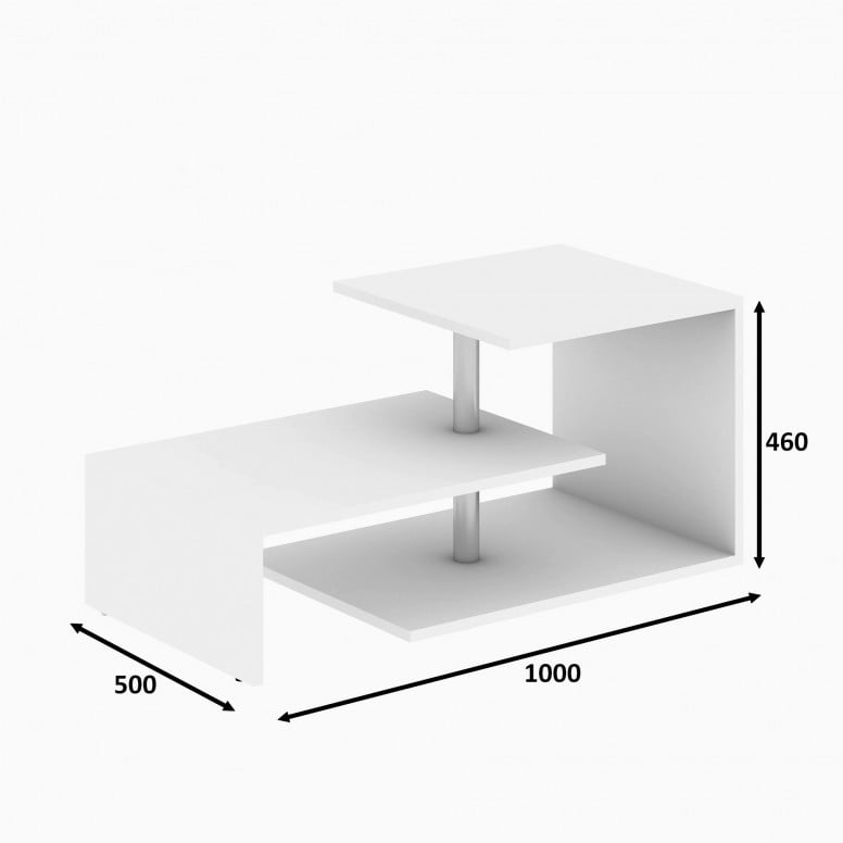 Masuta de Cafea Model Cole, 100x50x46 cm, Alb