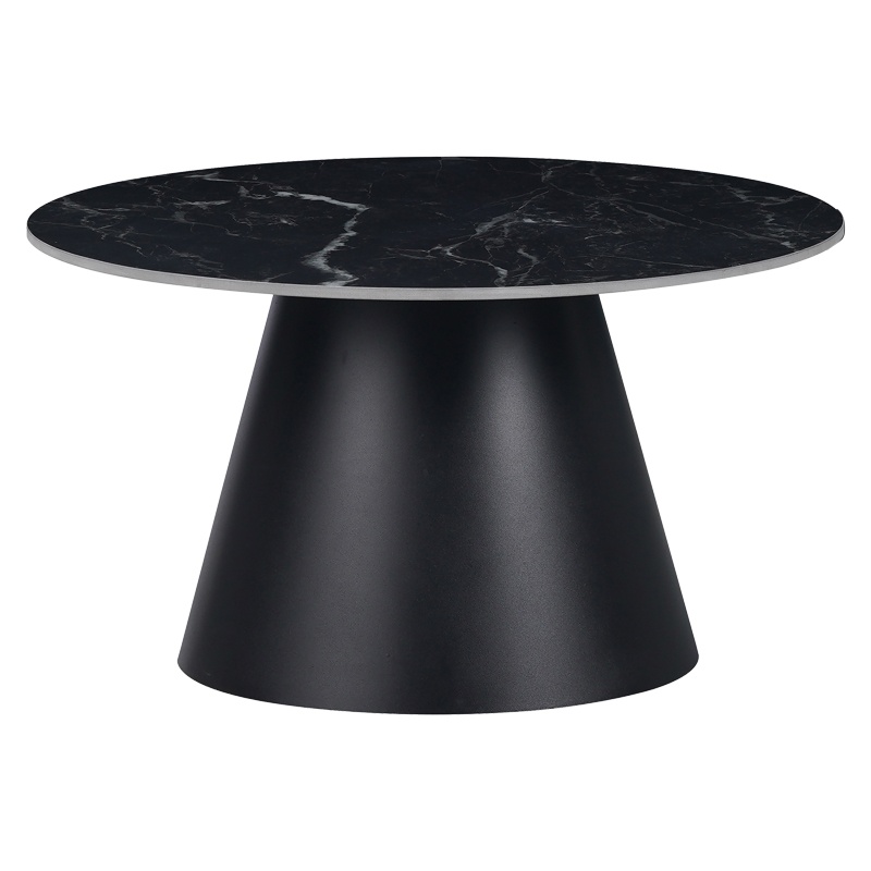 Masuta de Cafea Model Fabrin, Negru marmorat/Negru, D70x40 cm