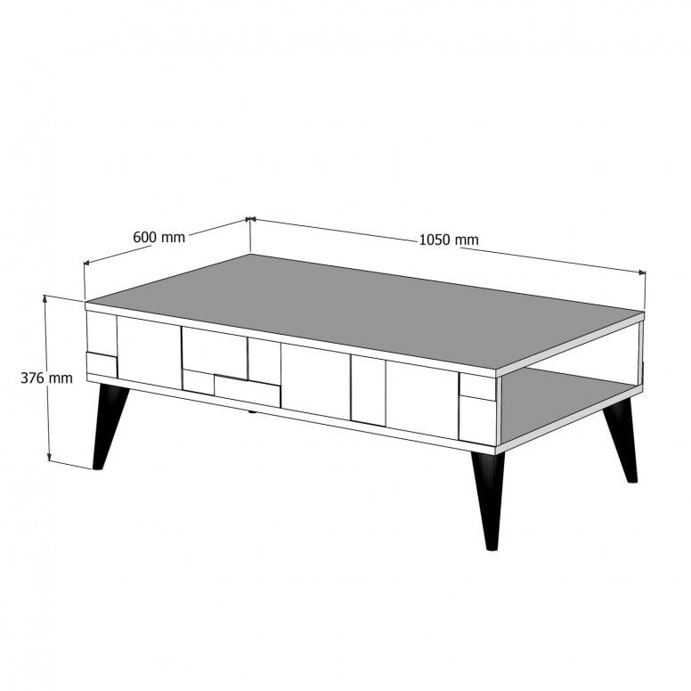 Masuta de Cafea Model Gill, 105x60x37.6 cm, Nuc/Alb