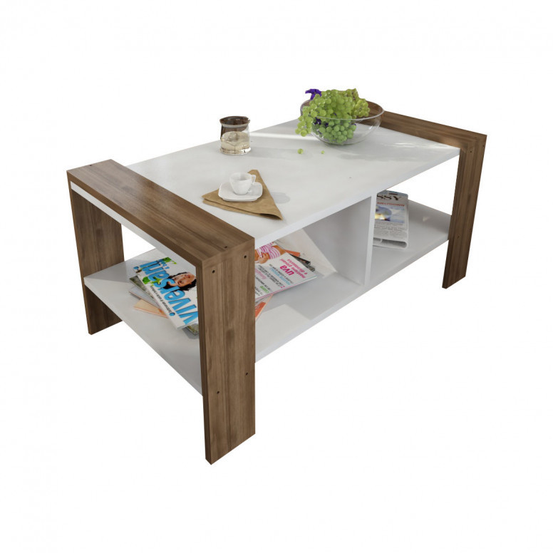 Masuta de Cafea Model Stone, 90x60x42 cm, Alb/Nuc - 1 | YEO