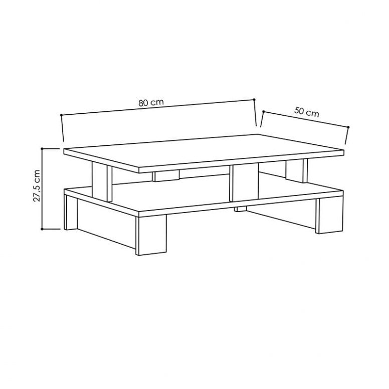 Masuta de Cafea Model Woods, 80x50x27.5 cm, Stejar