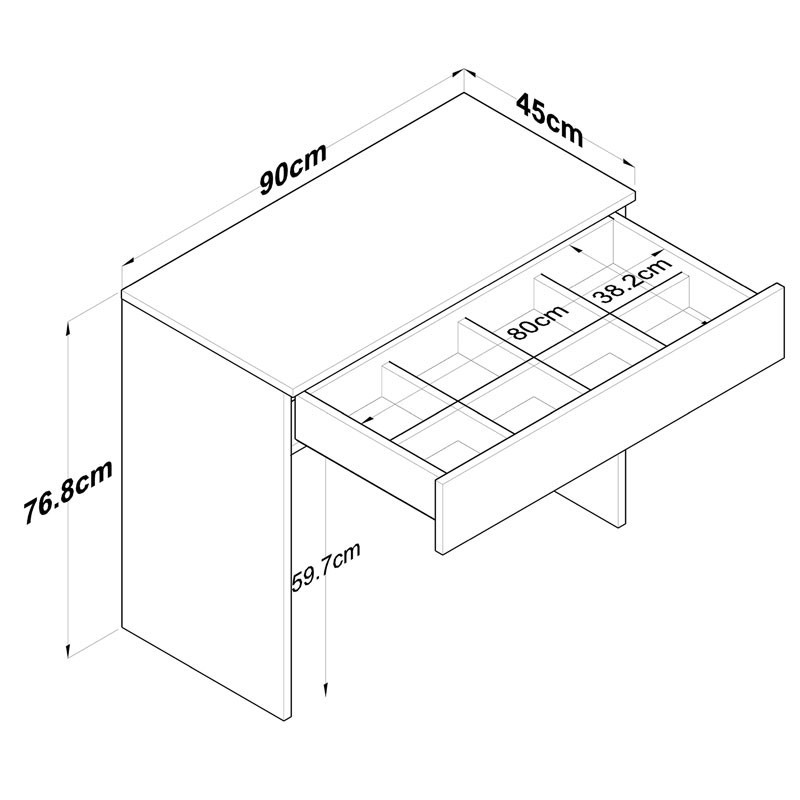 Masuta de Toaleta Model Simone, 90x45x76.8 cm, Alb - 4 | YEO