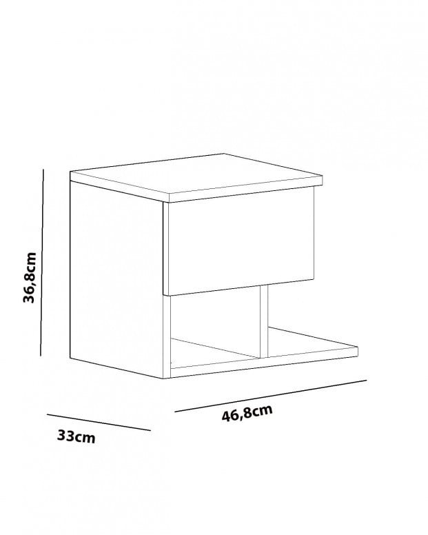 Noptiera Model Benton, Alb, 46.8x33x36.8cm