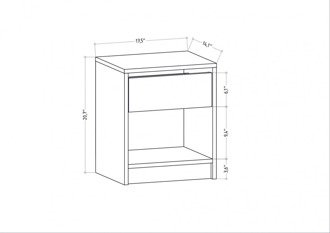 Noptiera Model Landry, Antracit, 44.6x35.9x52.8cm