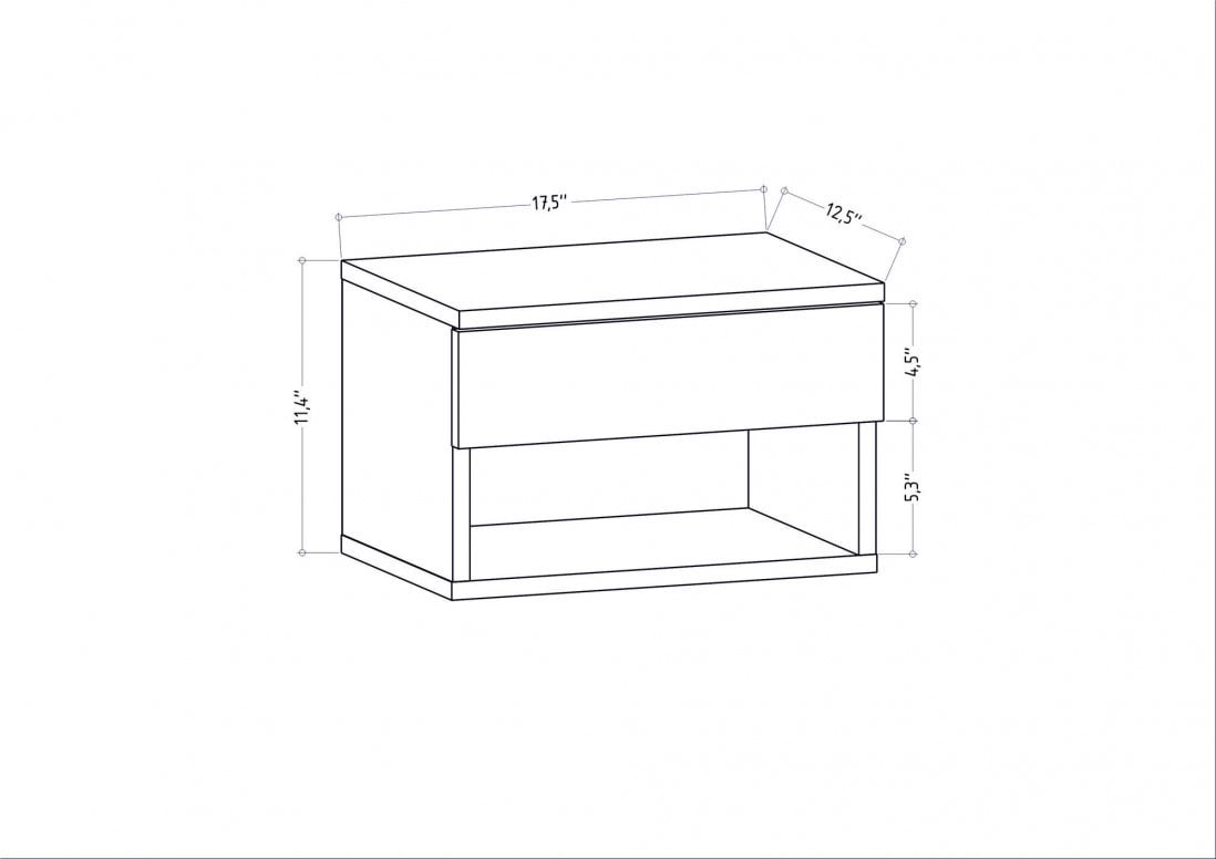 Noptiera Model McCall, Antracit, 44.6x29x31.9cm